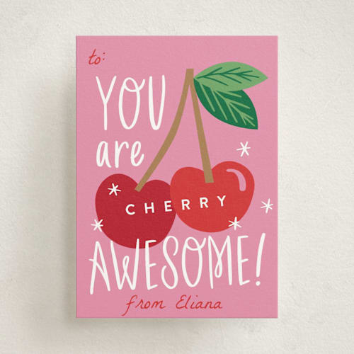This is a cherry kids valentines day cards with standard by Alethea and Ruth called cherry awesome printing on signature in standard