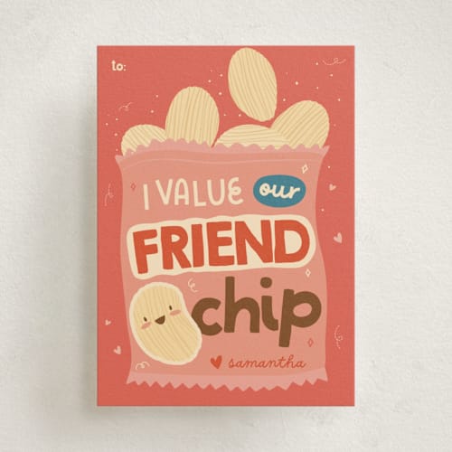 This is a tomato kids valentines day cards with standard by Vera Lim called friendship printing on signature in standard