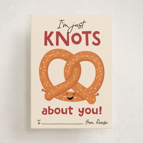 This is a dough kids valentines day cards with standard by Erica Krystek called knots about you printing on signature in standard