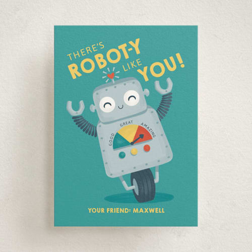 This is a machine marine kids valentines day cards with standard by tinaleeart called there's robot-y like you! printing on signature in standard