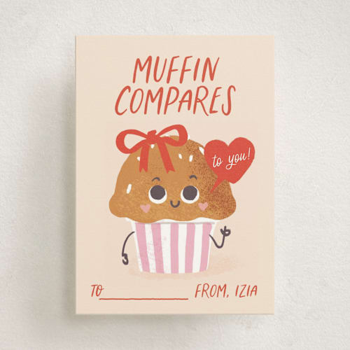 This is a strawberry kids valentines day cards with standard by Leia Matt called muffin pal printing on signature in standard