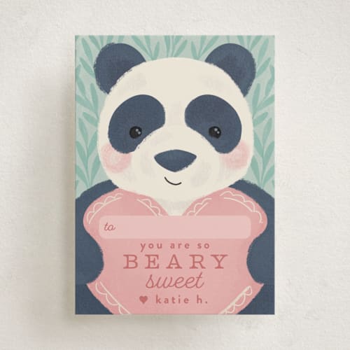 This is a eucalyptus kids valentines day cards with standard by Laura Hankins called beary sweet printing on signature in standard