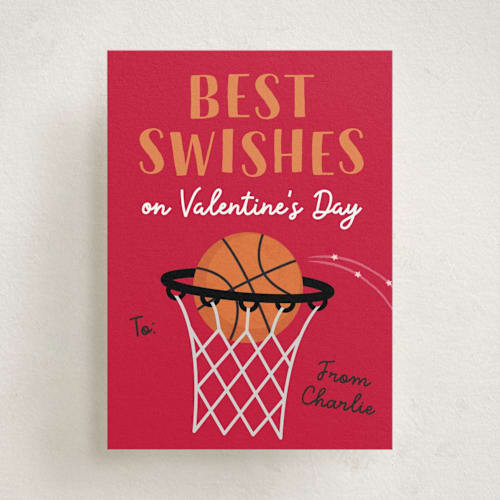 This is a cherry kids valentines day cards with standard by Erica Krystek called best swishes printing on signature in standard