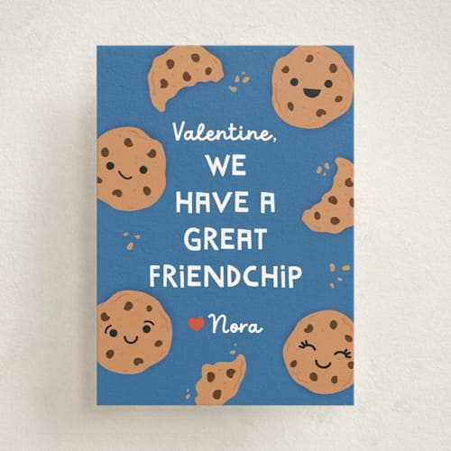 This is a azure kids valentines day cards with standard by Annie Holmquist called friendchip printing on signature in standard