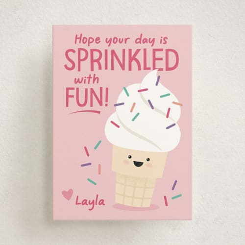 This is a bubblegum kids valentines day cards with standard by Kacey Kendrick Wagner called soft serve printing on signature in standard