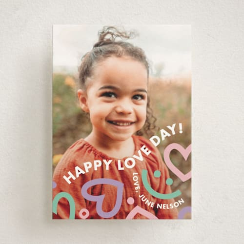 This is a pastel kids valentines day cards with standard by Lauren Chism called doodle (love) bug printing on signature in standard