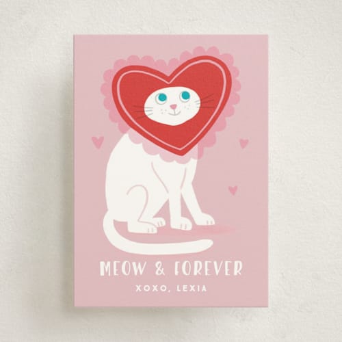 This is a candy kids valentines day cards with standard by Dawn Pope called meow and forever printing on signature in standard