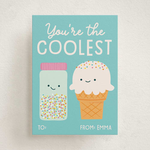 This is a bluebell kids valentines day cards with standard by Annie Holmquist called coolest printing on signature in standard