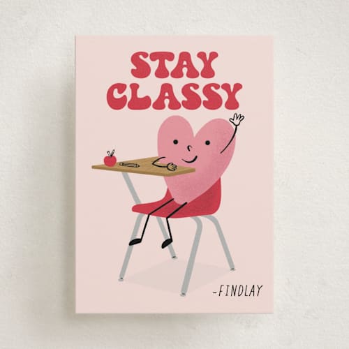 This is a cherry kids valentines day cards with standard by mo kelley called stay classy printing on signature in standard