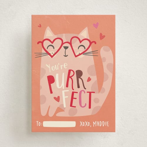 This is a candy kids valentines day cards with standard by Vera Lim called purrfect... printing on signature in standard