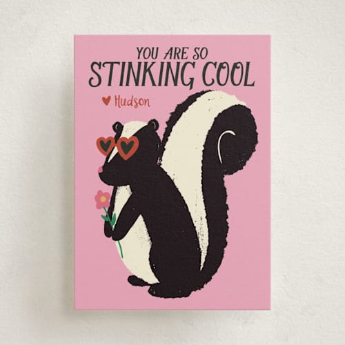 This is a cotton candy kids valentines day cards with standard by Jenna Holcomb called stinking printing on signature in standard