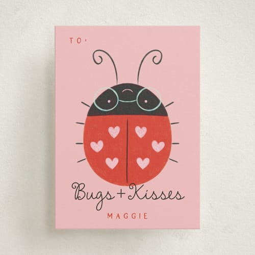 This is a gumdrop kids valentines day cards with standard by Kiersten Garner called bugs and kisses printing on signature in standard
