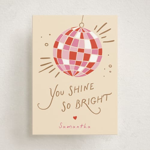 This is a sand kids valentines day cards with standard by Pixel and Hank called disco shine printing on signature in standard