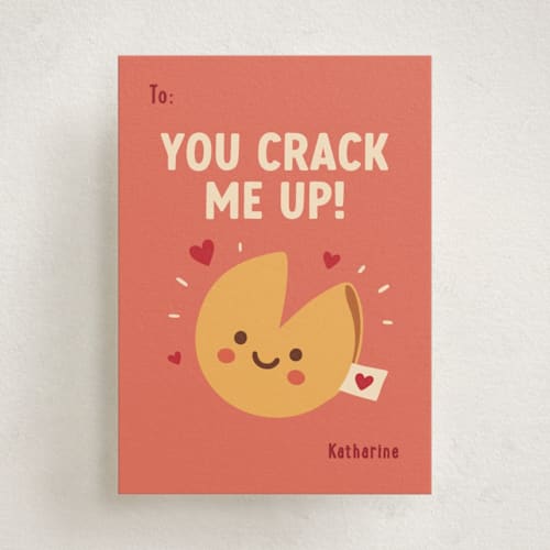 This is a tangerine kids valentines day cards with standard by Jessica Beck called fortune cookie friend printing on signature in standard