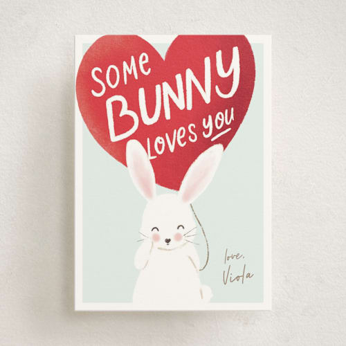 This is a sky kids valentines day cards with standard by chocomocacino called lapine printing on signature in standard