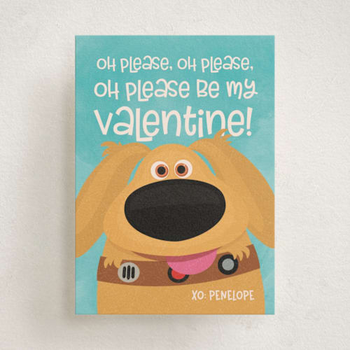 This is a sky kids valentines day cards with standard by Shannon Kohn called disney pixar up valentine dug printing on signature in standard
