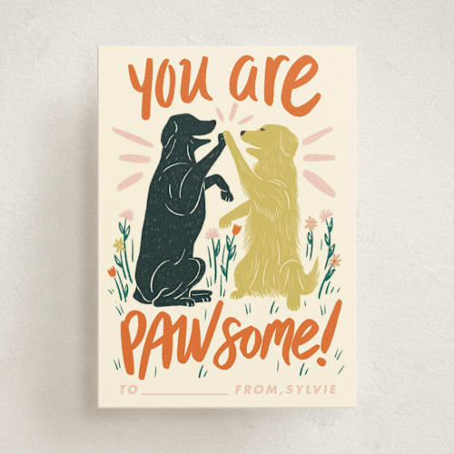 This is a clementine kids valentines day cards with standard by Shiny Penny Studio called you are pawsome printing on signature in standard