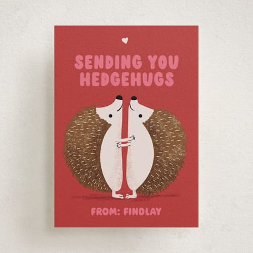 This is a cherry kids valentines day cards with standard by mo kelley called sending hedgehugs printing on signature in standard