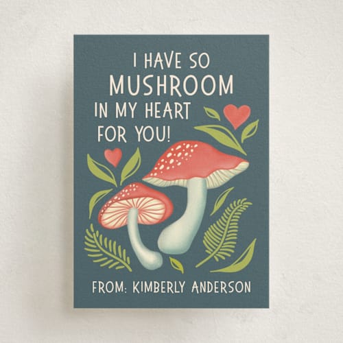 This is a graphite kids valentines day cards with standard by Stellax Creative called so mushroom printing on signature in standard