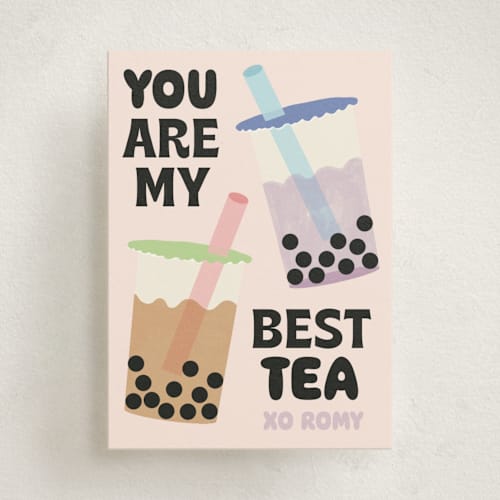 This is a candy kids valentines day cards with standard by Baumbirdy called best tea printing on signature in standard