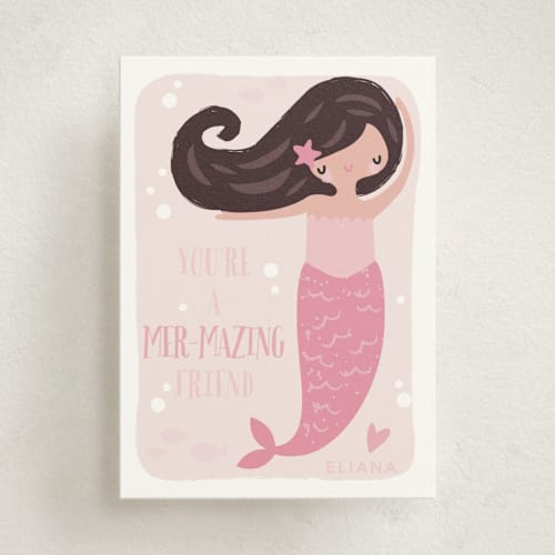 This is a strawberry kids valentines day cards with standard by Angela Thompson called mer-mazing printing on signature in standard
