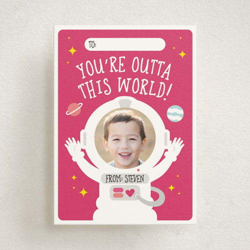 This is a azalea kids valentines day cards with standard by Darryl Don Doctor called outta this world printing on signature in standard