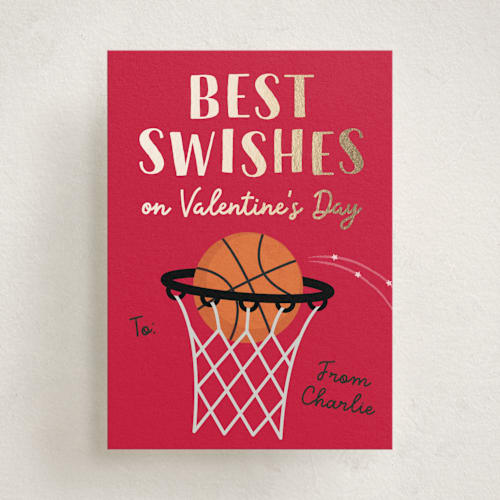 This is a cherry kids valentines day cards with foil pressed by Erica Krystek called best swishes printing on signature in standard
