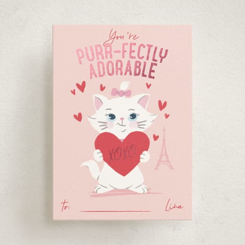 This is a rose kids valentines day cards with foil pressed by Leia Matt called disney's aristocats adorable marie printing on signature in standard