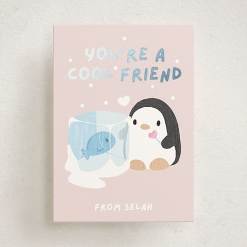 This is a peony kids valentines day cards with foil pressed by Selah H. called cool friends printing on signature in standard