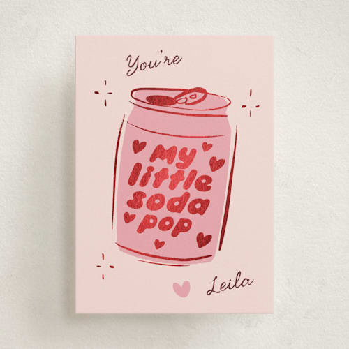 This is a strawberry kids valentines day cards with foil pressed by Ani Somi called my little soda pop printing on signature in standard