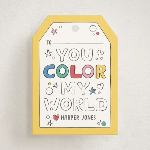 This is a butter kids valentines day cards with standard by Creo Study called color me bookmark printing on signature in standard
