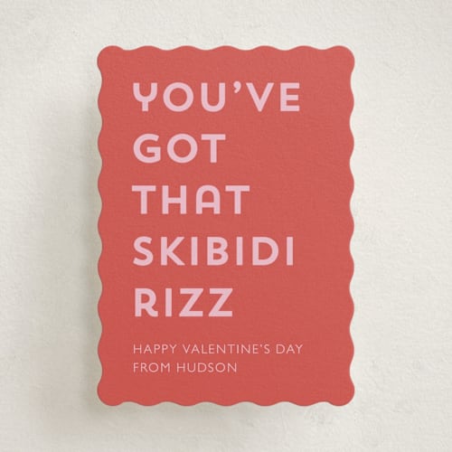 This is a fruit punch kids valentines day cards with standard by Holly Whitcomb called skibidi printing on signature in standard