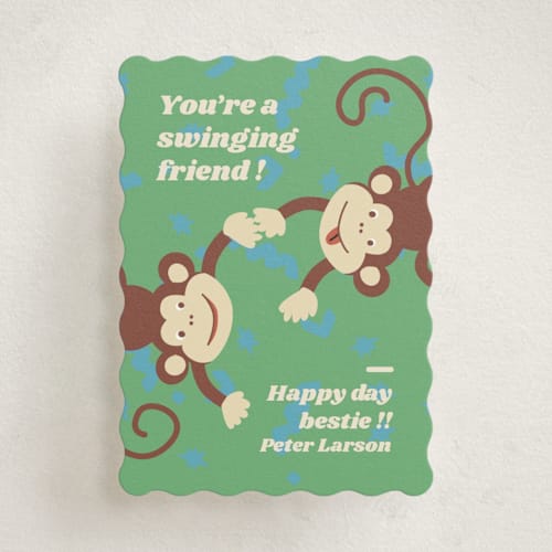 This is a jungle kids valentines day cards with standard by Paula Rado called adventures valentines printing on signature in standard