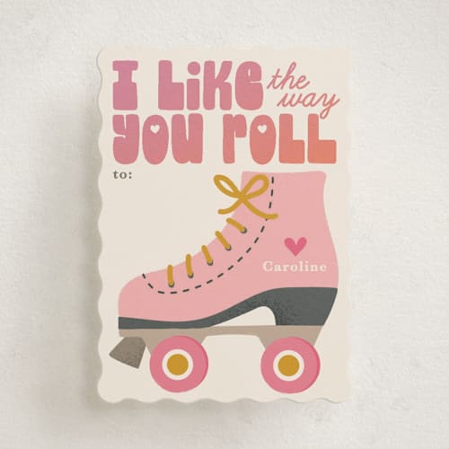 This is a bubblegum kids valentines day cards with standard by Karidy Walker called groovy skates printing on signature in standard