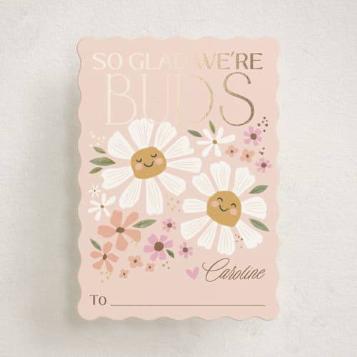 This is a rose kids valentines day cards with foil pressed by Karidy Walker called flower bud friends printing on signature in standard