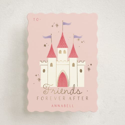 This is a blush kids valentines day cards with foil pressed by Kiersten Garner called forever after printing on signature in standard