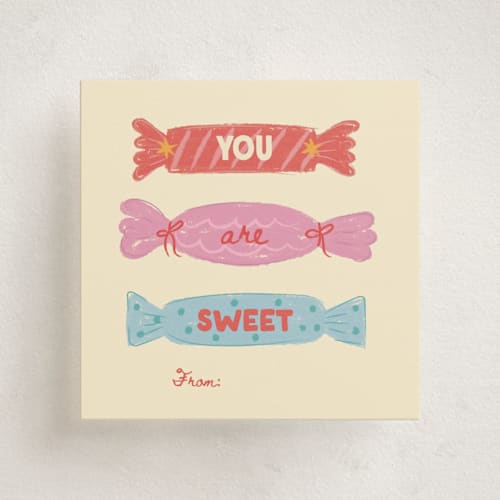 This is a candy kids valentines day cards with standard by Helena Vitto called so sweet printing on signature in standard