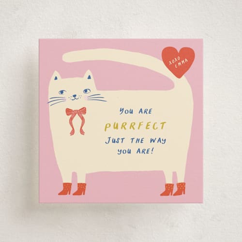 This is a blush kids valentines day cards with standard by Alex Hungerford called you are purrfect printing on signature in standard