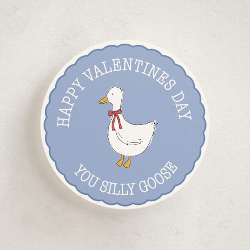 This is a powder kids valentines day cards with standard by Sheryn Kingon called silly goose valentine printing on signature in standard