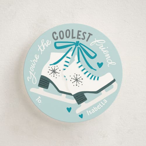 This is a frozen kids valentines day cards with standard by Dawn Pope called cool ice skates printing on signature in standard