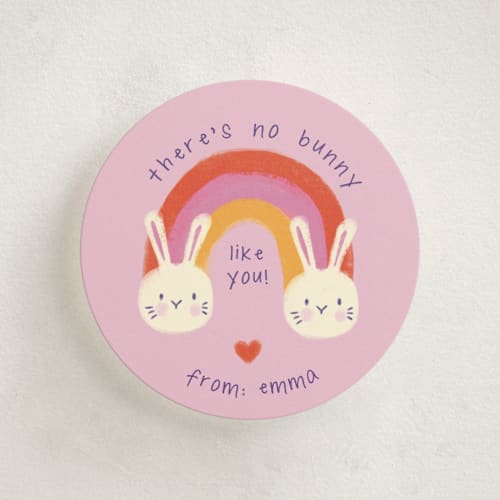 This is a bubblegum kids valentines day cards with standard by Alex Hungerford called there's no bunny like you printing on signature in standard