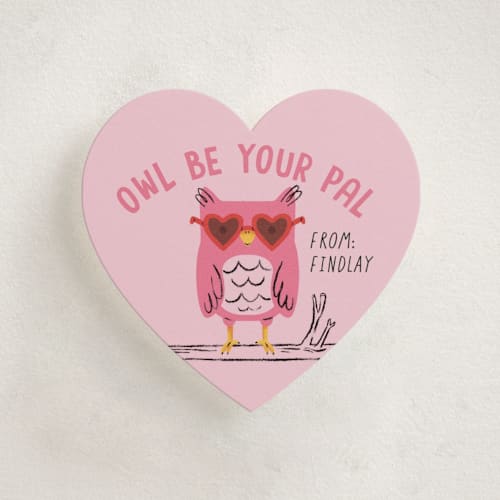 This is a pinky kids valentines day cards with standard by mo kelley called owl be your pal printing on signature in standard