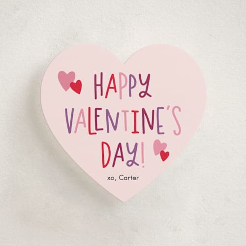 This is a cotton candy kids valentines day cards with standard by Stacey Meacham called happy heart printing on signature in standard