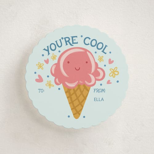 This is a sky kids valentines day cards with standard by Denise Ortakales called you’re cool - ice cream printing on signature in standard