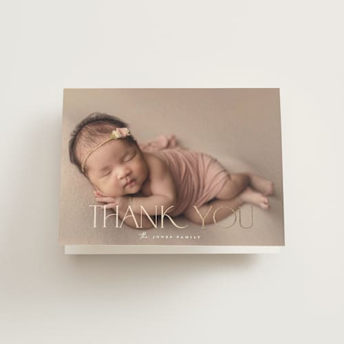 This is a cotton baby thank you cards with foil pressed by Robert and Stella called a big hello printing on strathmore in standard