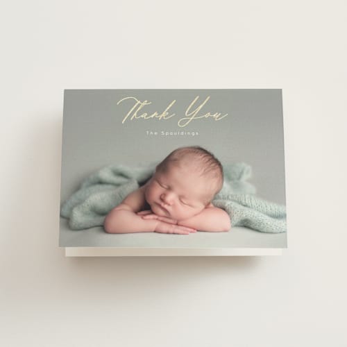 This is a cloud baby thank you cards with foil pressed by Brandy Folse called overjoyed printing on strathmore in standard