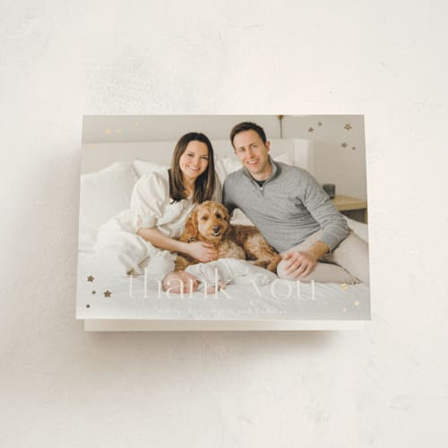 This is a cloud baby thank you cards with foil pressed by Gwen Bedat called milky way printing on strathmore in standard