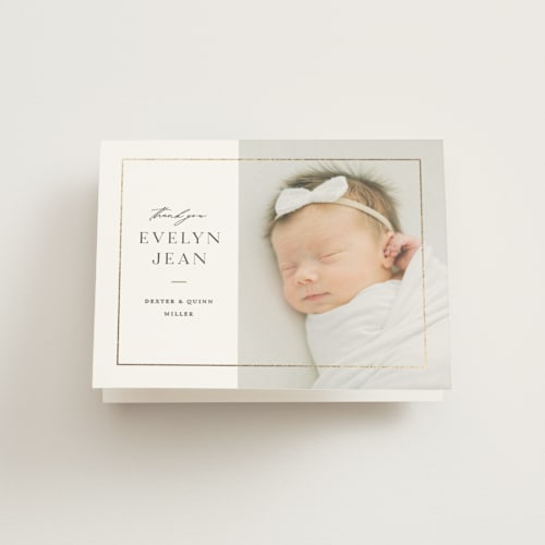 This is a pearl baby thank you cards with foil pressed by Pixel and Hank called sweetheart printing on strathmore in standard
