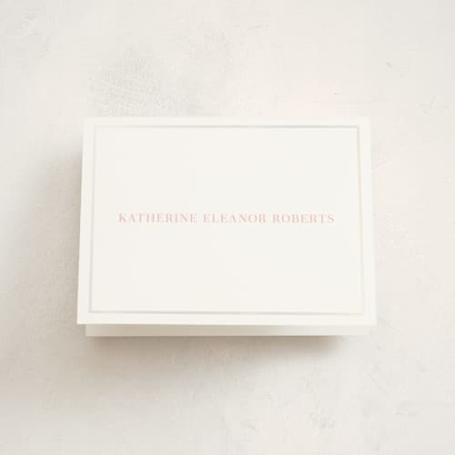 This is a ballet slipper baby thank you cards with gloss press by Megan Davis called gossamer printing on strathmore in standard