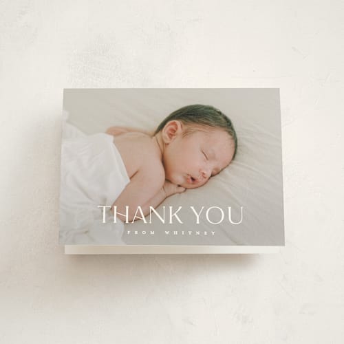 This is a cloud baby thank you cards with standard by Carolyn MacLaren called baby classic printing on strathmore in standard